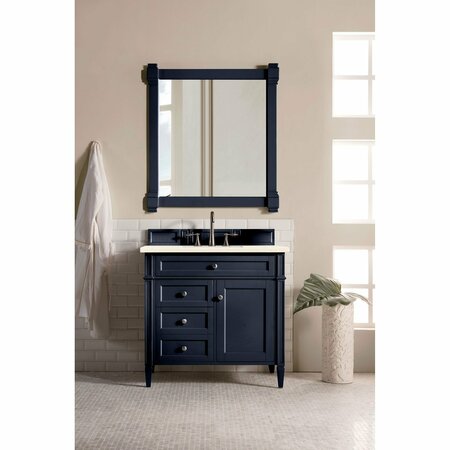 James Martin Vanities Brittany 36in Single Vanity, Victory Blue w/ 3 CM Eternal Marfil Quartz Top 650-V36-VBL-3EMR